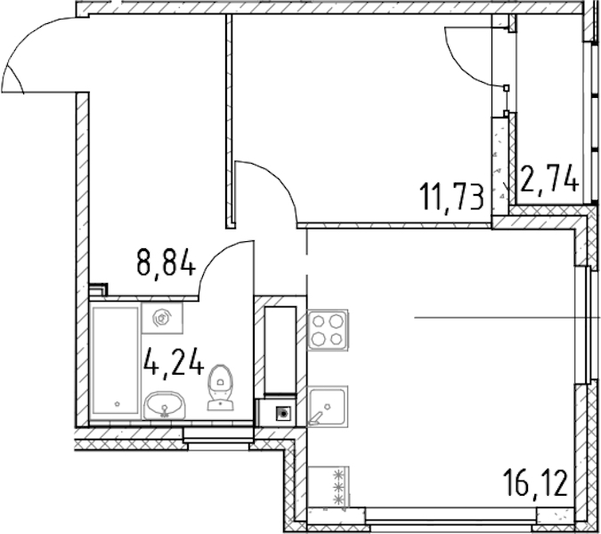 1-комнатная квартира 40.93 м², 3/23 эт., ЖК «Город Первых»